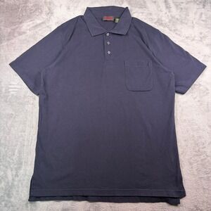 O'Connell's Polo Shirt Mens XXL Navy Blue Pima Cotton Short Sleeve Pocket Preppy